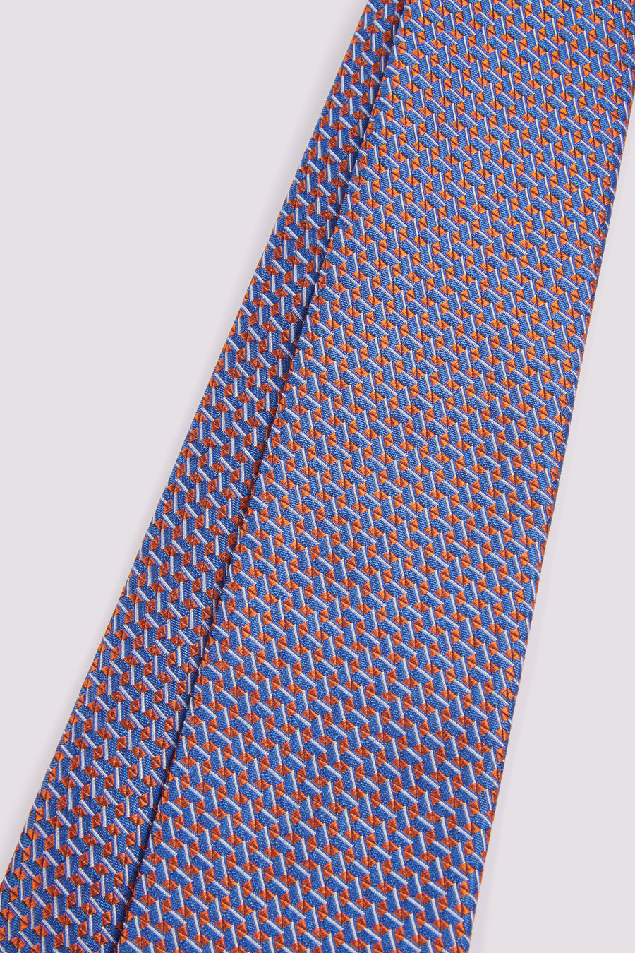 100% Silk Tie Box Geo Blue/Orange Multi