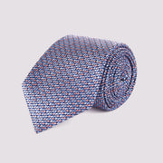 100% Silk Mini Geo pattern Tie in Marine Blue