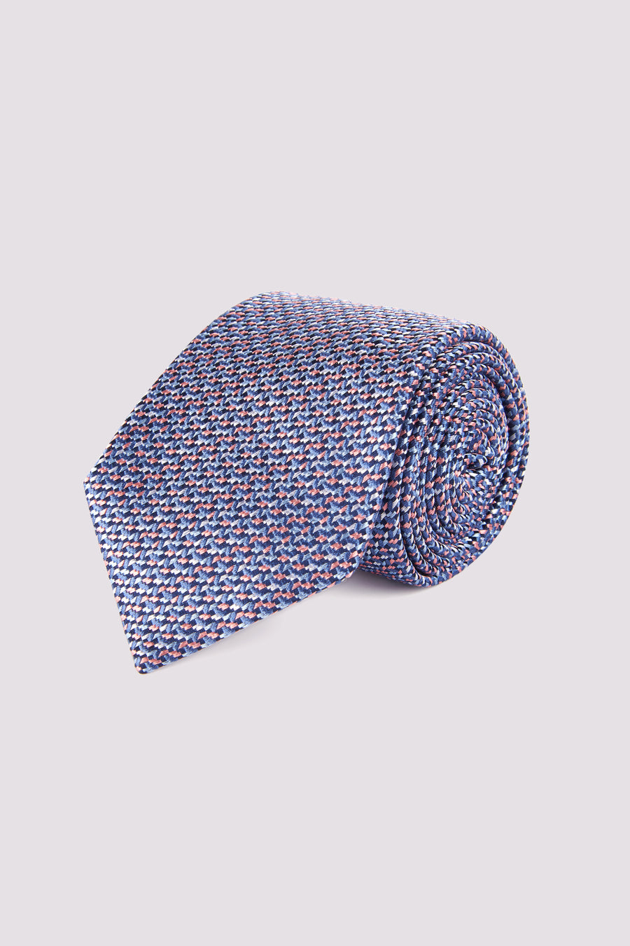 100% Silk Mini Geo pattern Tie in Marine Blue