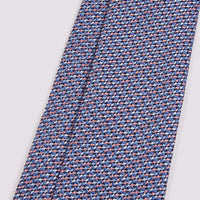 100% Silk Tie Mini Geo Marine Blue
