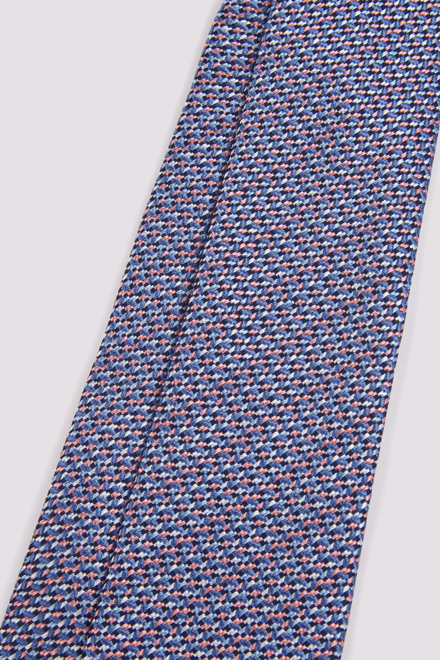 100% Silk Tie Mini Geo Marine Blue