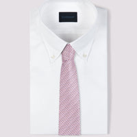 100% Silk Mini Geo Pattern Tie in Rose