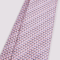 100% Silk Mini Geo Pattern Tie in Rose