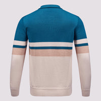 Merino Wool Long Sleeve Polo Shirt in Riviera Teal