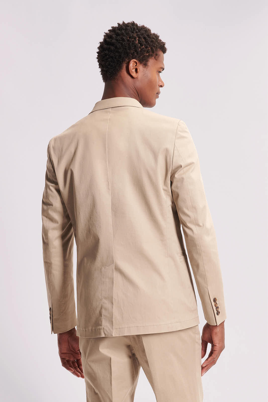 Single Breasted 3 Button Suit Jacket in Taupe