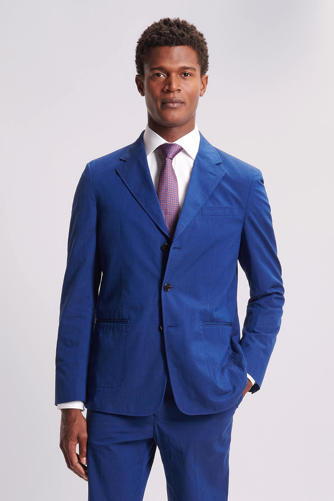 Single Breasted 3 Button Suit Blazer Jacket in Blue