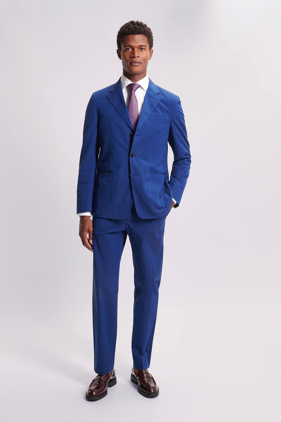 Single Breasted 3 Button Suit Blazer Jacket in Blue