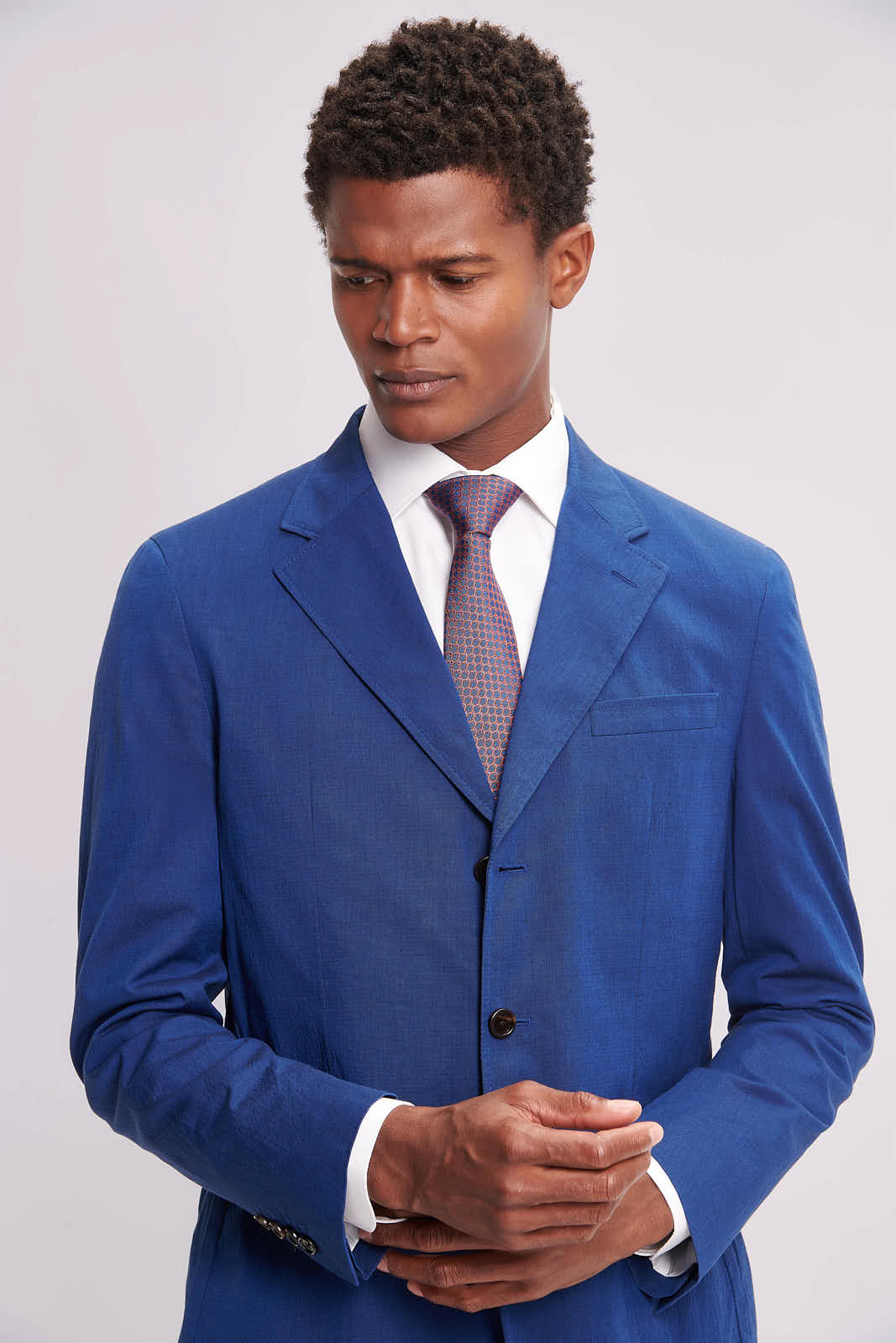 Single Breasted 3 Button Suit Blazer Jacket in Blue