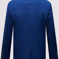 Single Breasted 3 Button Suit Blazer Jacket in Blue