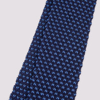 100% Silk Knitted Tie in French Navy