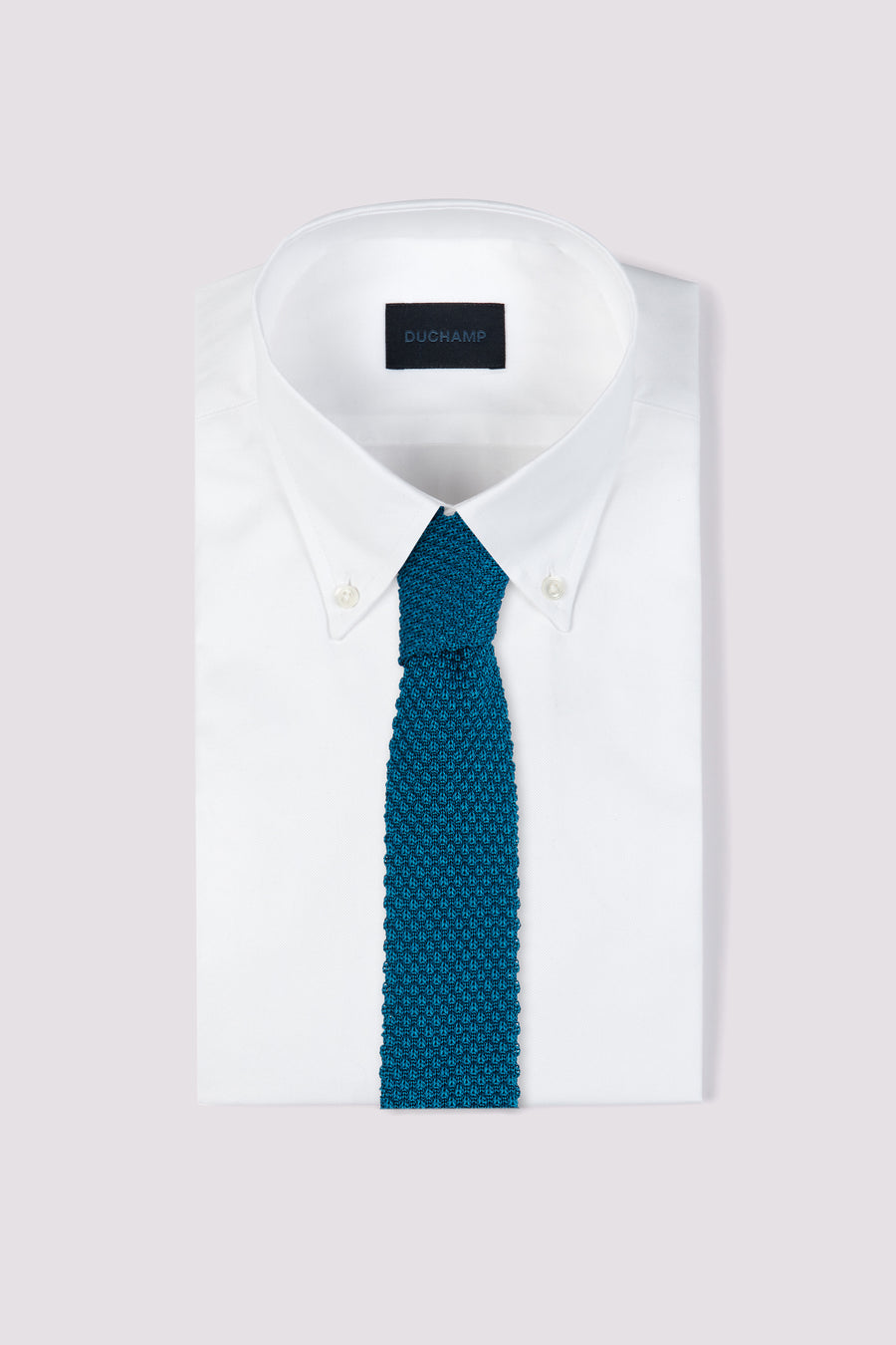 100% Silk Knitted Tie in Teal Blue