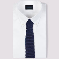 100% Silk Knitted Tie Dark Navy
