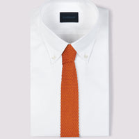 100% Silk Knitted Tie Orange